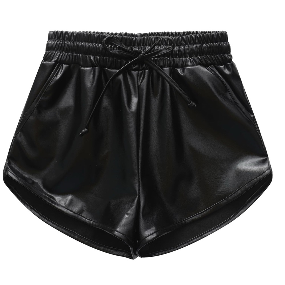 NWT Girl’s Black Shiny‎ Metallic Dance Shorts - 9/10yrs